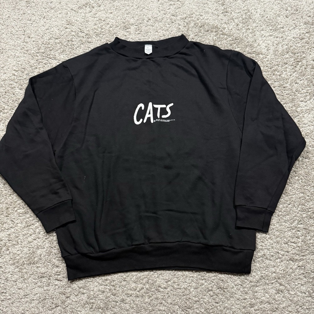 Vintage 1981 Made In USA Cats Broadway Crew Neck Sweater Men's SZ L Black